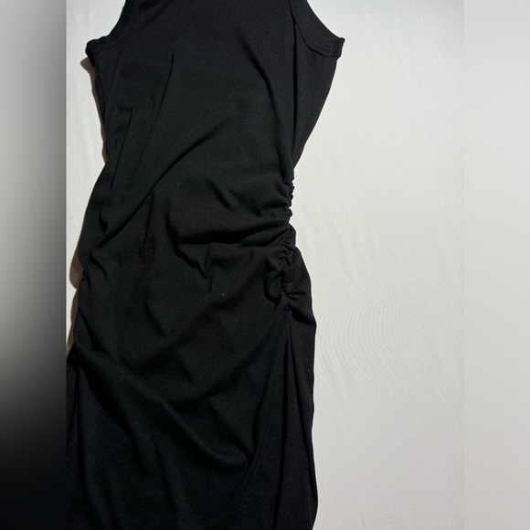 Michael Stars Wren Side Ruched and Side Slit Sleeveless Midi Black Dress - Picture 2 of 6